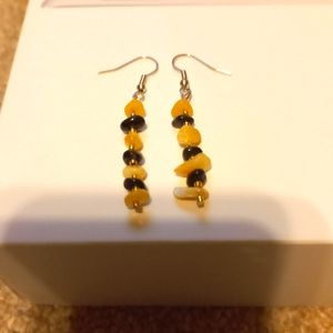 Black and white stone earrings